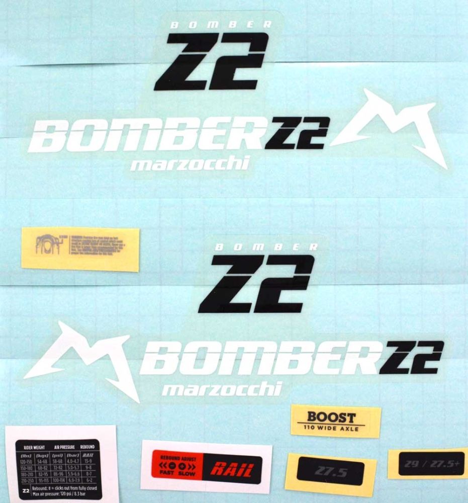 Decal Kit: Marzocchi 2020, Z2, Gloss/Clear Logo, for Gloss Red Lowers