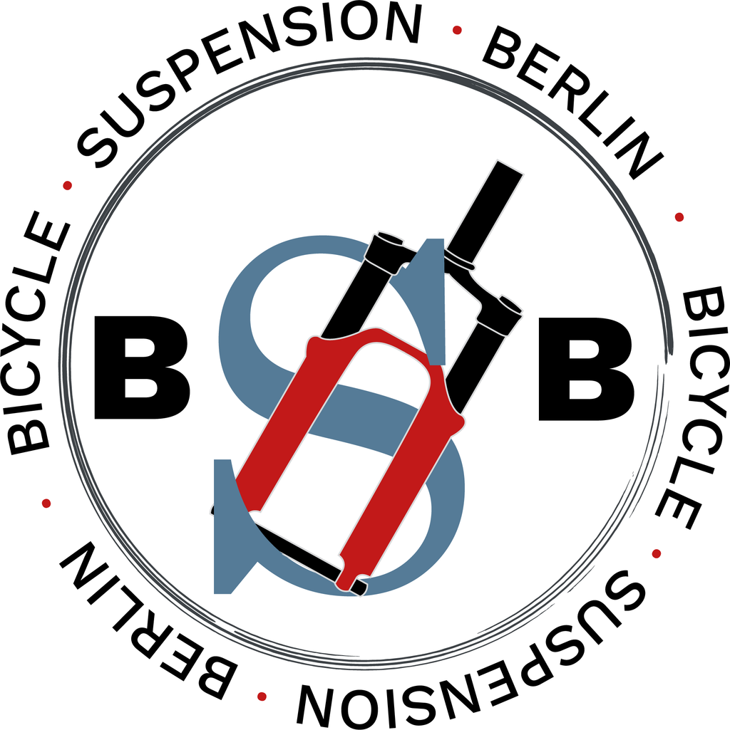 Das Logo von der Firma Bicycle Suspension Berlin, Oliver Perleberg. Fahrwerk Service Center. 